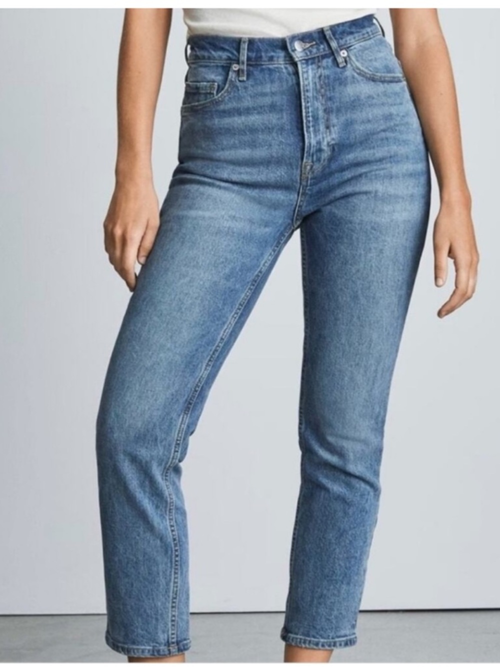Everlane The Cheeky Jean Straight Leg Button Fly Blue Jeans- Organic Cotton
